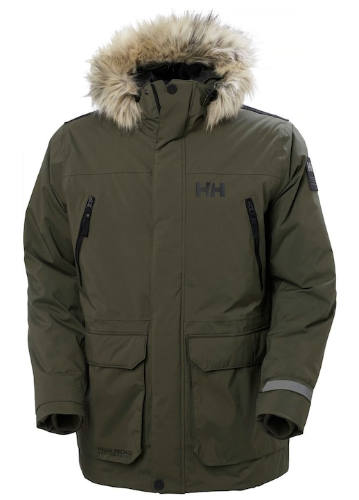 Férfi dzseki, Helly Hansen, Reine Parka, vízálló, szigetelt, sötétzöld, 2XL INTL