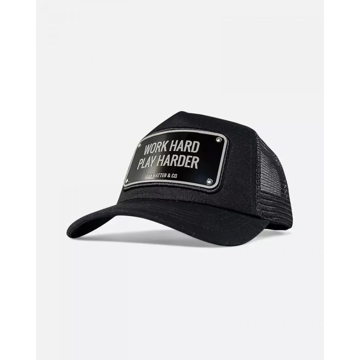 Мъжка шапка JOHN HATTER & CO WORK HARD PLAY HARDER, черна, модел 1-1073-U00