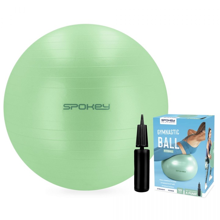 Spokey Fitball 65 cm fitneszlabda, PVC anyag, robbanásgátló rendszer, pumpával