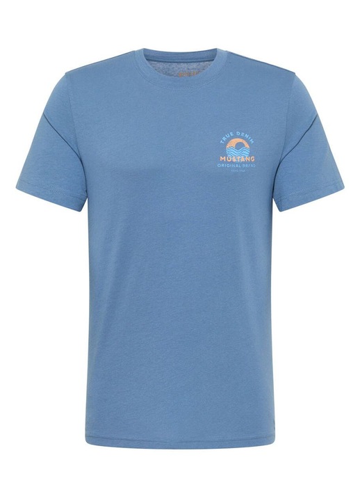 Férfi póló, Mustang 1013836-5169, pamut, kerek nyakú, kék, XL INTL