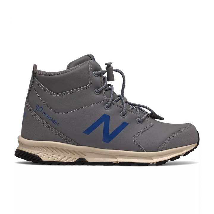 Детски боти New Balance, сиви, синтетични материали, технология H2O Resistant, специална система за връзки, 30.5 EU