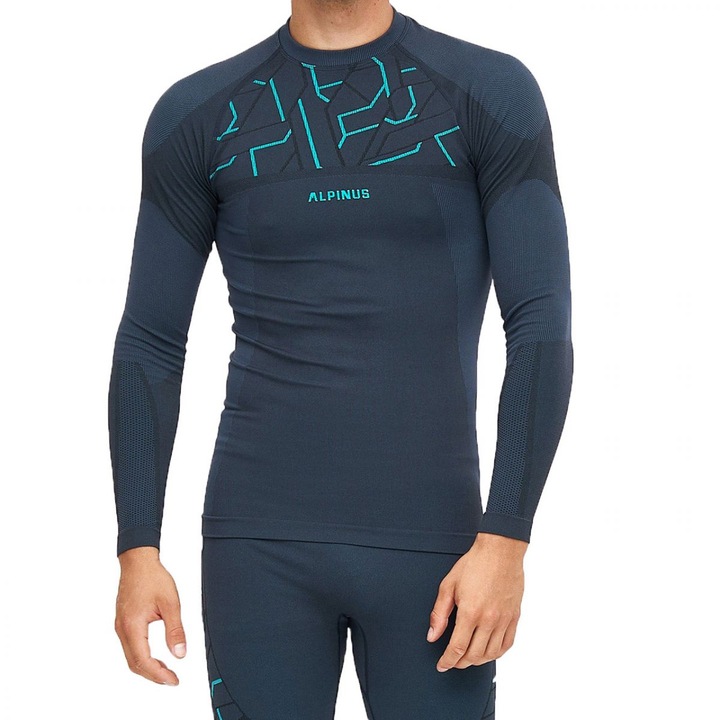 Термо блуза Alpinus Gausdal, тъмносиня, за интензивни тренировки, с бързосъхнещи свойства и повишена вентилация, S INTL