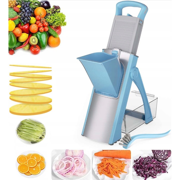 Feliator vertical multifunctional pentru legume și fructe, albastru, 34, 5x14, 5cm