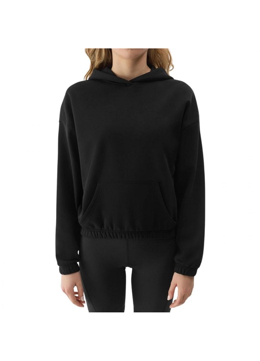 Дамски суичър 4F Basic Plus, черен, 80% органичен памук, 20% рециклиран полиестер