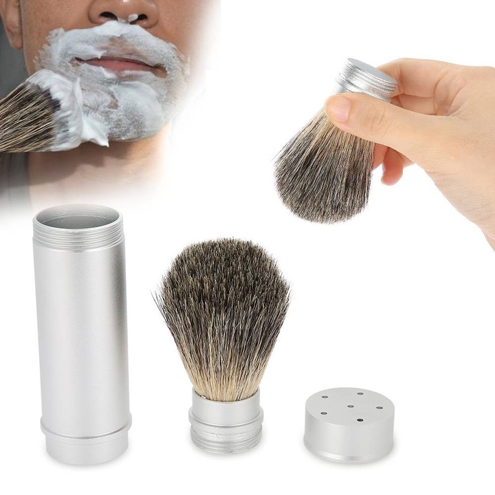 Pamatuf barbierit Premium, par fin, maner din aluminiu, pentru barbati