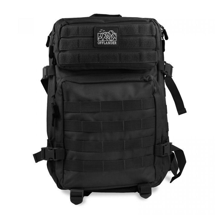 Rucsac Offlander Survival 43L, nailon, negru, 29x32x46cm