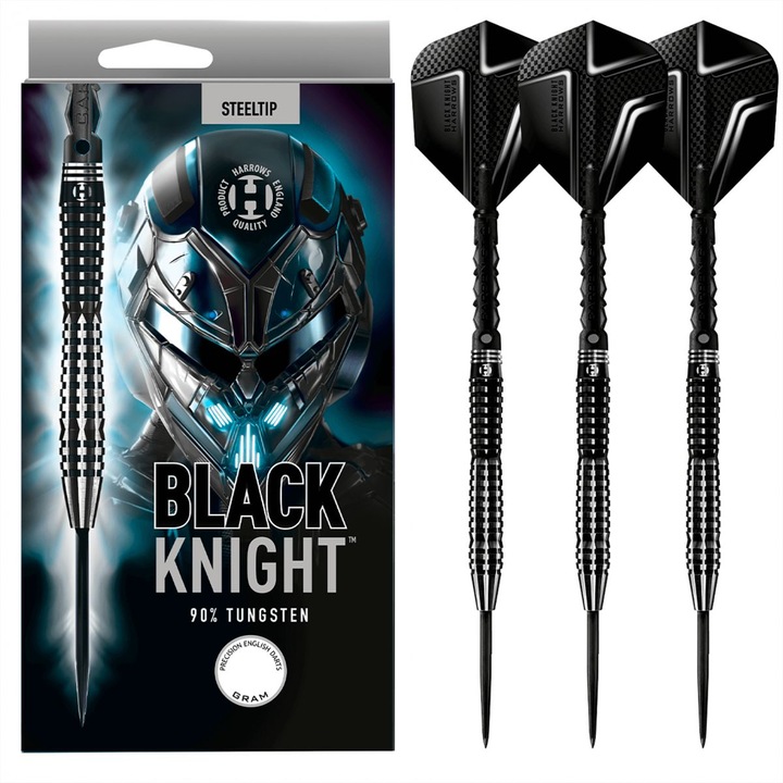 Комплект дартс Black Knight 90% стомана, 22гр, черен
