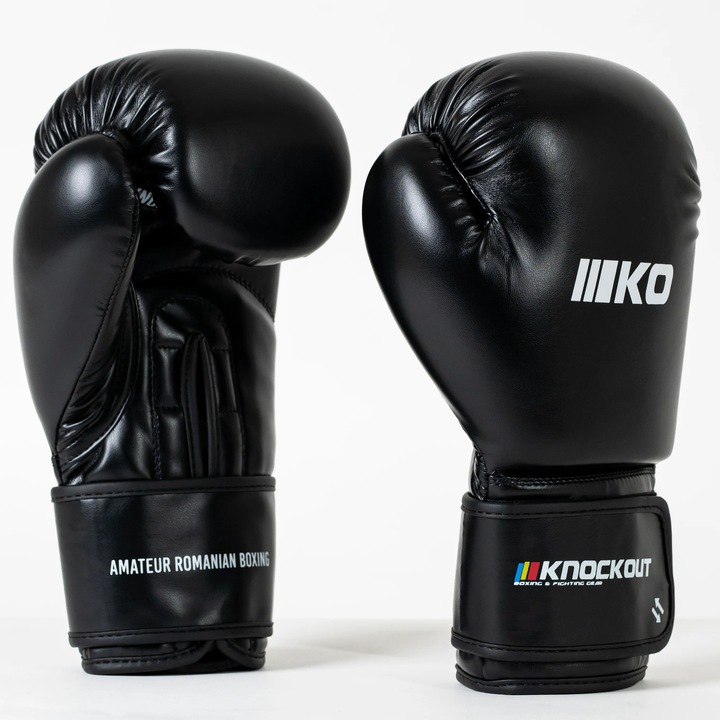 Manusi Box Knockout Competiție Negru / 8 OZ
