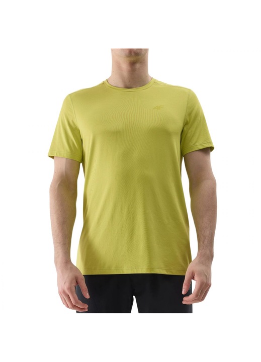 Férfi póló 4F 4FWSS24TFTSM598, poliészter/elasztán, sárga