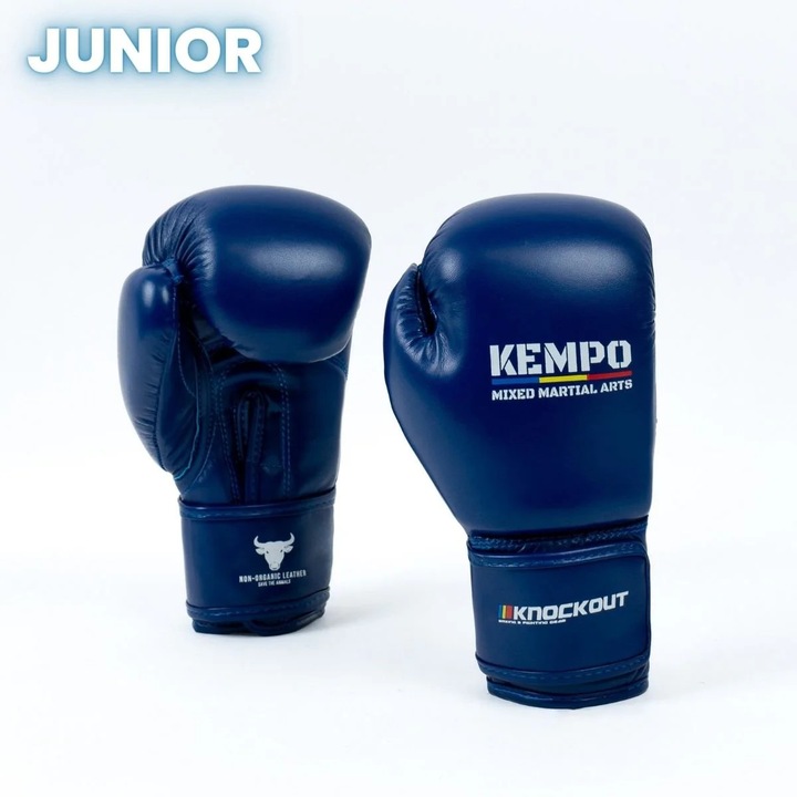 Manusi Box Knockout Kempo Copii Albastru / 8 OZ- 8/10 Ani