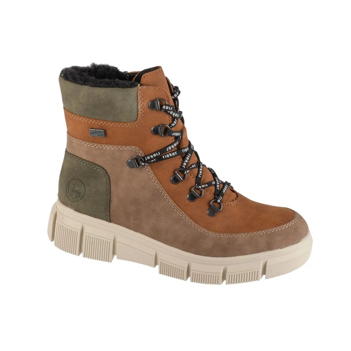 Ghete dama Rieker, model inalt, piele naturala, multicolor, talpa de cauciuc, 38 EU