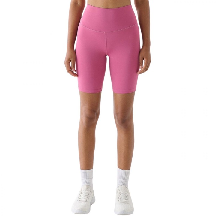 4F rövid leggings, fitnesz, magas derék, rózsaszín, szintetikus anyag