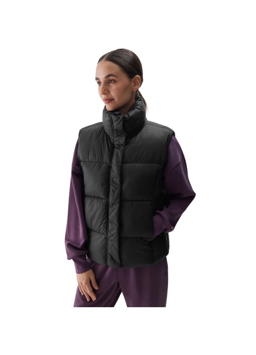 Дамска жилетка 4F F140, черна, синтетичен материал, овърсайз кройка, синтетичен пълнеж, 2XL INTL