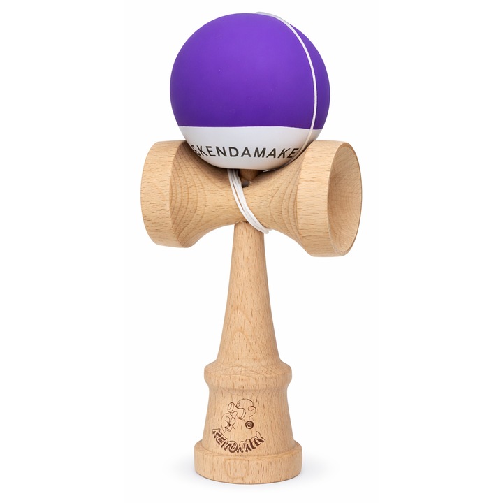 Kendama din Lemn Profesionala, Bila Mov, Jucarie Skill Toy pentru Copii si Adulti