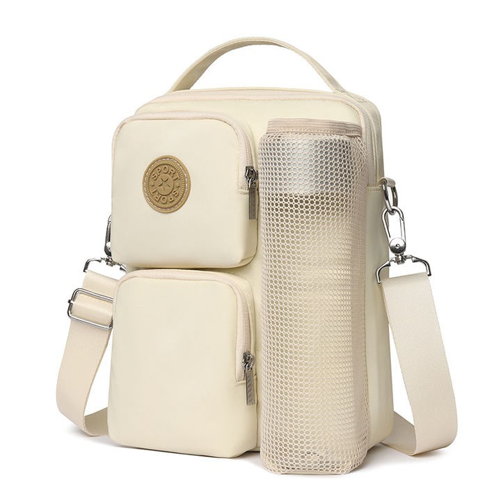 Rucsac mare capacitate pentru calatorii scurte, impermeabil, bej, 26x19x8cm