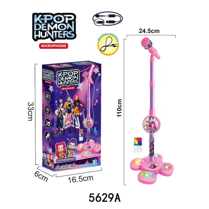 Gyermek mikrofon, interaktív játék, LED fényekkel