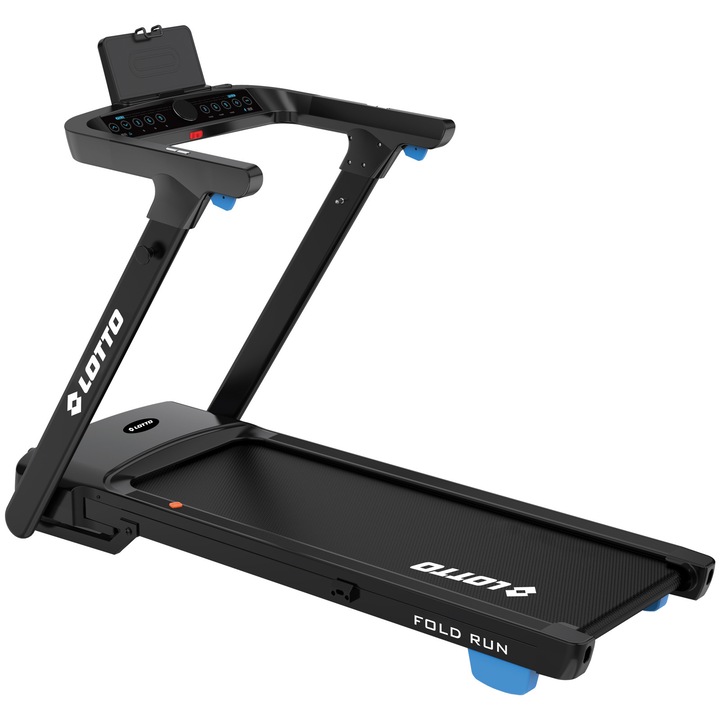Banda de alergat electrica Lotto Fold Run, 100% pliabila, inclinare automata, bluetooth, Fitshow/Kinomap/Zwift, viteza maxima 14 km/h motor 3CP, greutate maxima suportata 120kg, suprafata alergare 120x42 cm