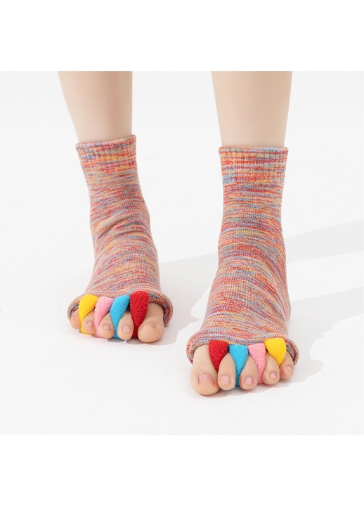 Комплект от 3 чифта чорапи с пръсти, AFKSMILE, Компресионни чорапи без мирис, Унисекс, Дишащи и абсорбиращи, Устойчиви на миризми и триене, Идеални компресионни чорапи за бременност и пътуване, Полиестер, 25 * 10 * 0.4 см, Многоцветни