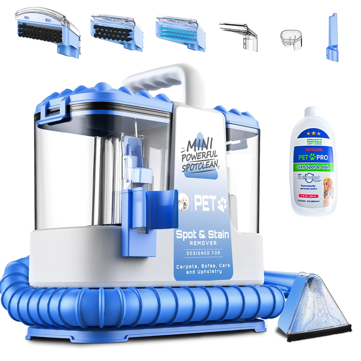 Aspirator pentru covoare, 600W, 5 unelte de curatare, albastru