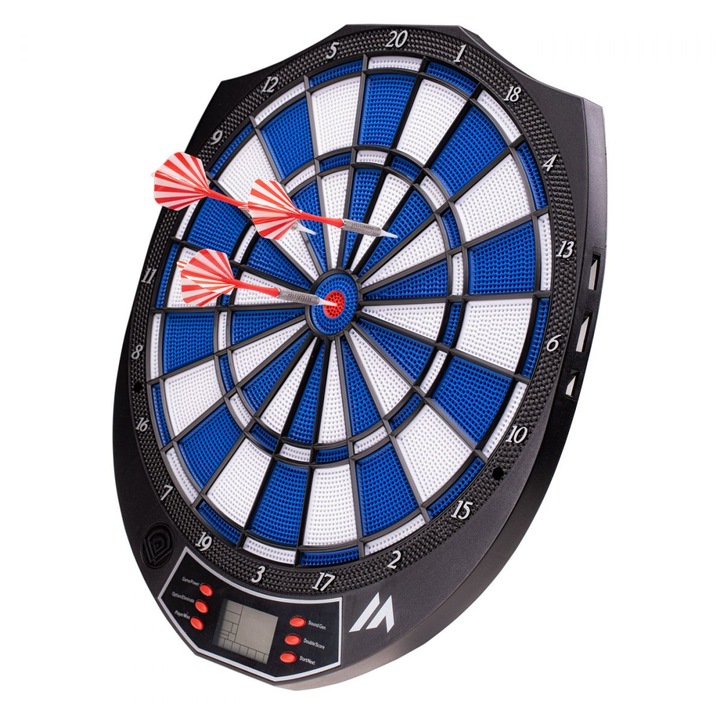 Elektronikus darts tábla, 159 játék, 6 nyíl mellékelve, 43x37,8x2,1cm, többszínű