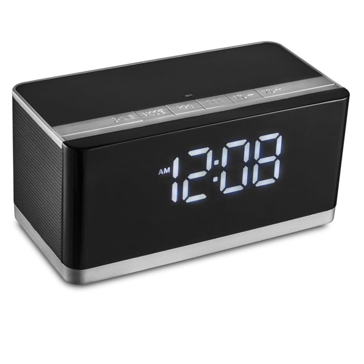 Boxa Multimedia Bluetooth cu Ceas, FM Radio 10W, USB/TF, Microfon ...