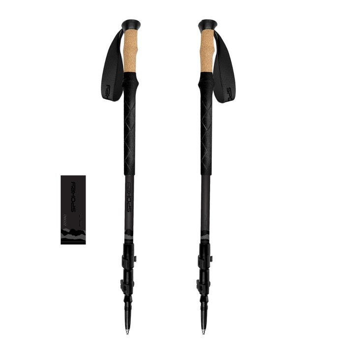 Трекинг щеки Spokey Zodiac, 3 части, алуминиеви, 105-135 см, коркови и EVA дръжки, накрайници Widia, комплект с аксесоари за лято и зима