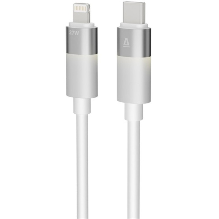 Cablu de încărcare rapidă AVAX CB315 GLOWY 27W USB-C - Lightning, alb - 2m