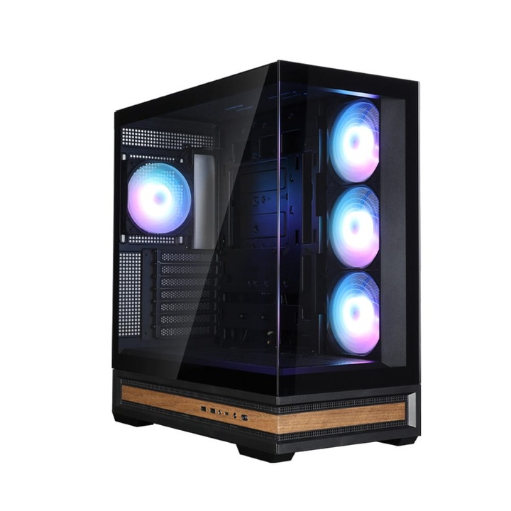 Zalman P40 Namu Black ATX miditower компютърна кутия, ARGB вентилатори, панорамно закалено стъкло, черна