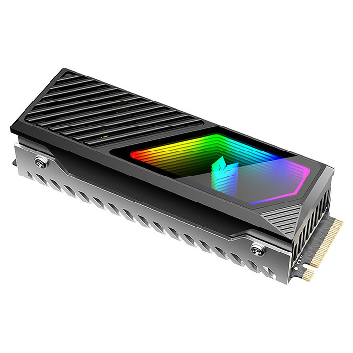 Radiator M.2, eleBite®, compatibil cu SSD M.2 2280, placa de cupru ingrosata 1 mm, ventilator 9000 RPM, iluminare ARGB, 5V 3-pin, 3 pad-uri termice, Black