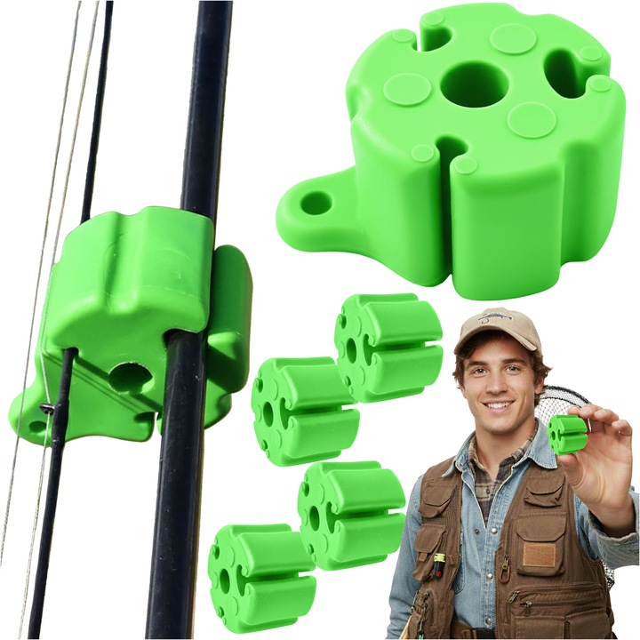 Horgászbot Tartó, Ready, Rugalmas Szilikon, Horgászbot-Pántok, Zöld 4 Darab