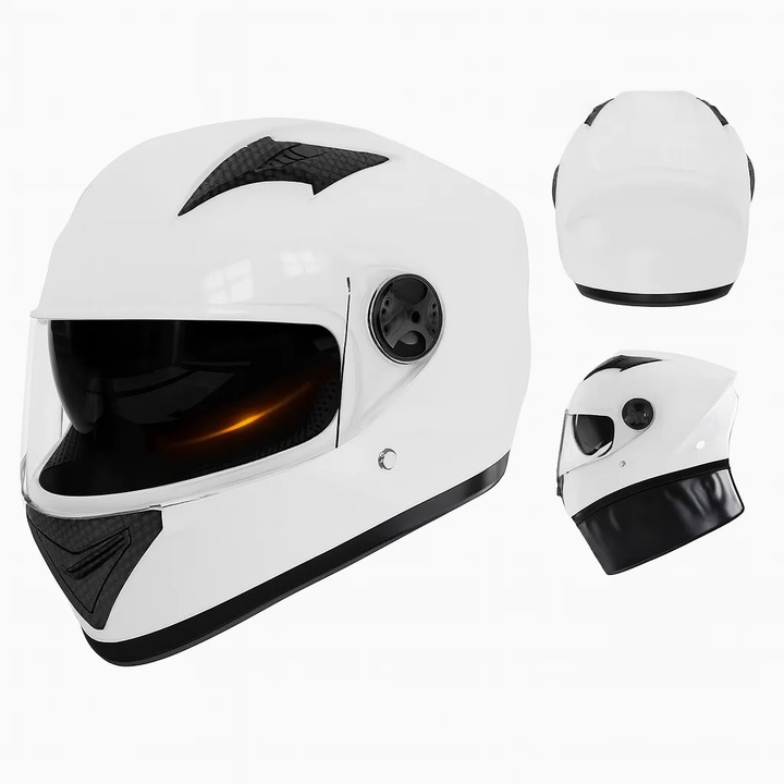 Casca Moto/Scuter FIXATO Ultra, Protectie UV, Viziera Dubla, Ventilatie buna si permeabilitate la aer, Esarfa de iarna detasabila, Marime universala 59-62 cm, Alb