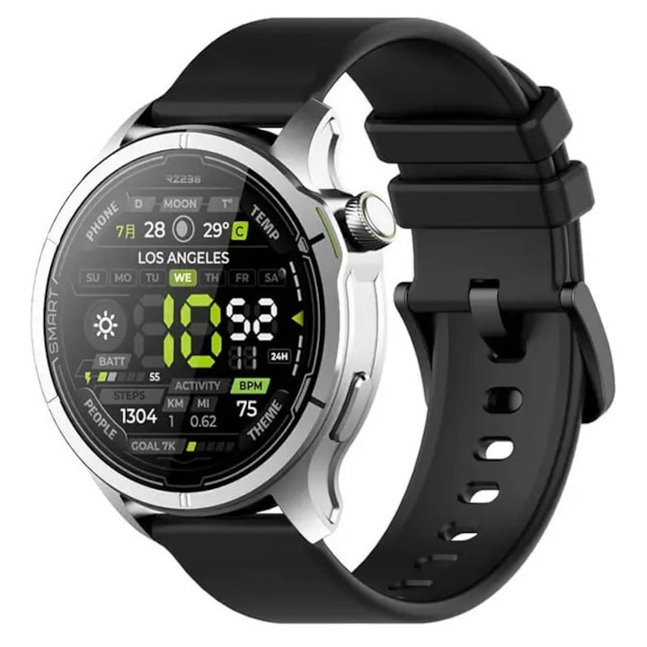Ceas inteligent pentru femei, AMOLED, 1.28", monitorizare sanatate, argintiu/auriu