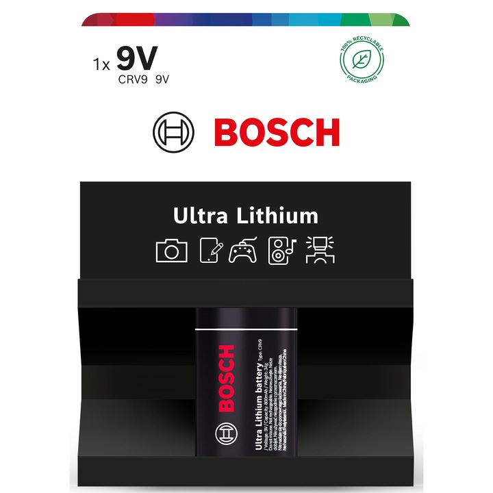 Baterie Bosch Ultra Lithium 9V, CRV9, 1 buc