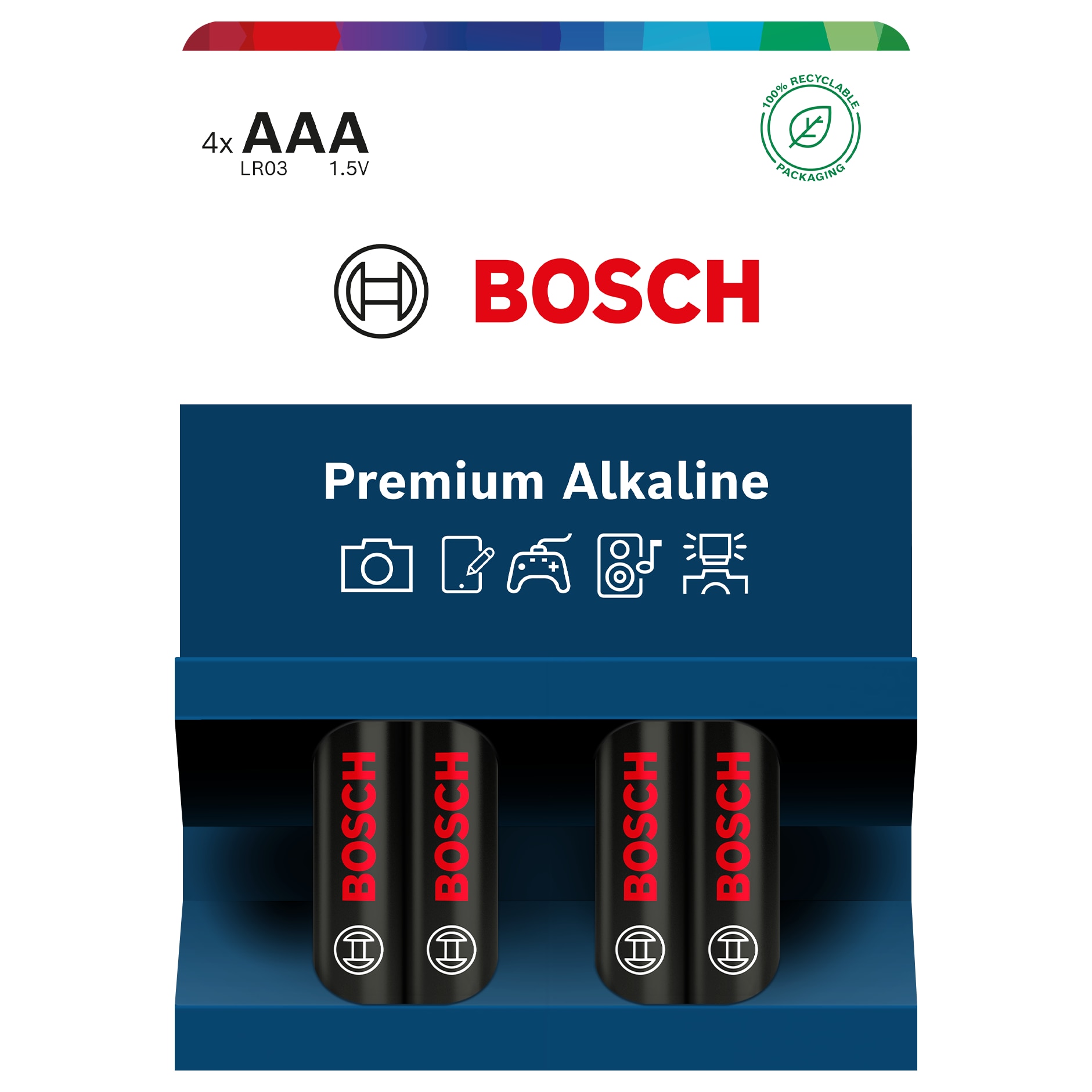 Baterii Bosch Premium Alkaline AAA, LR03, 4 buc