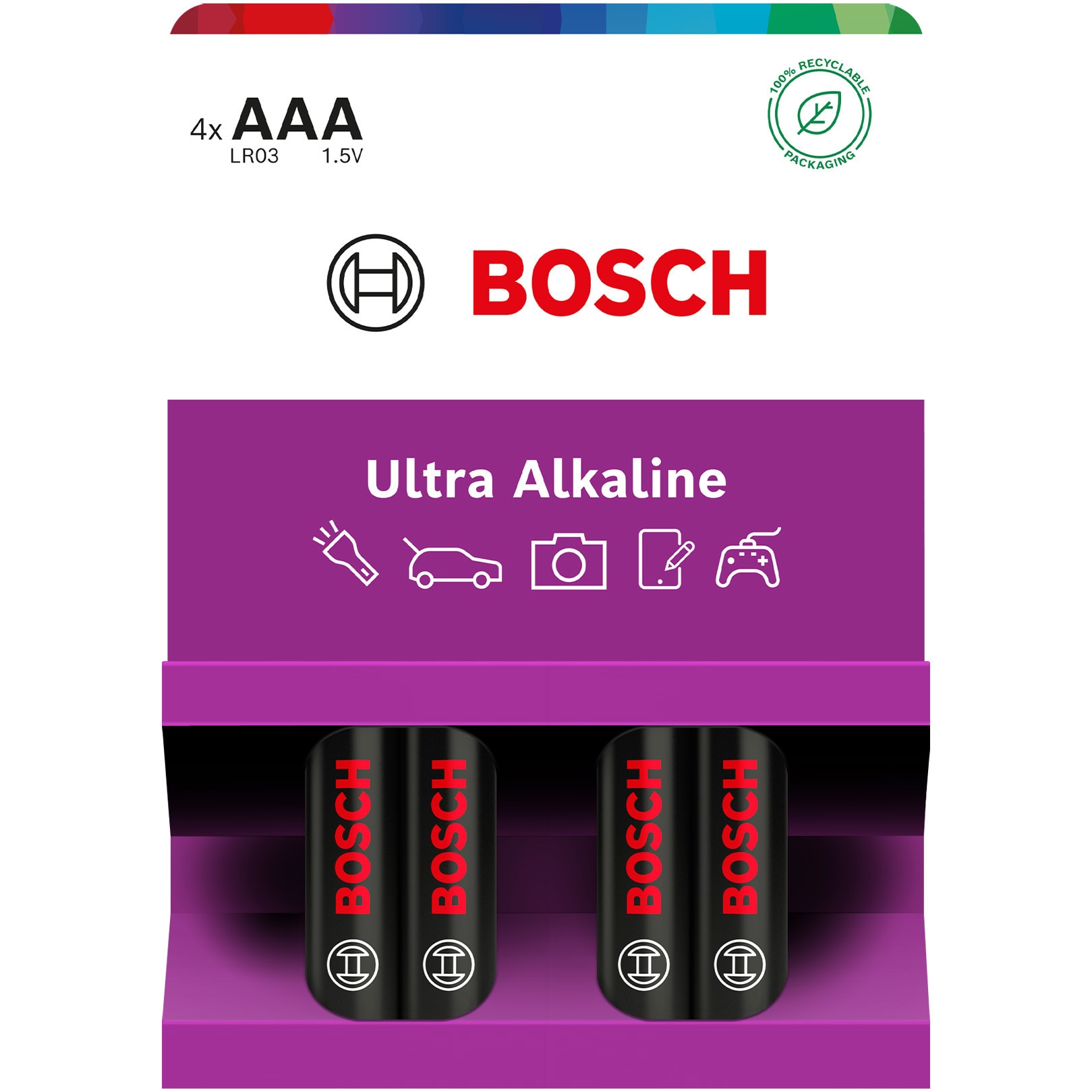 Baterii Bosch Ultra Alkaline AAA, LR03, 4 buc