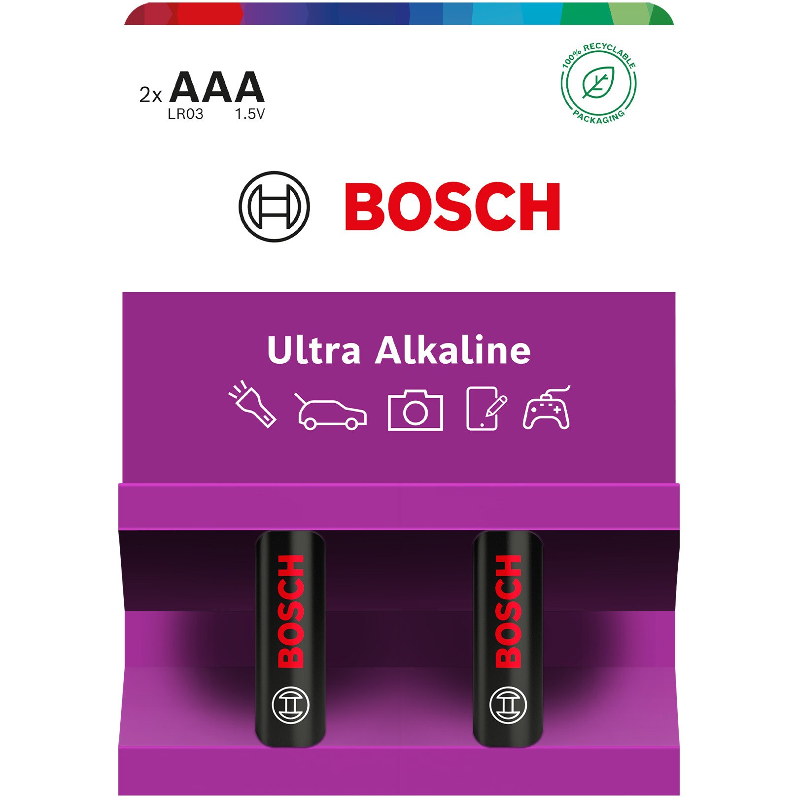 Baterii Bosch Ultra Alkaline AAA, LR03, 2 buc