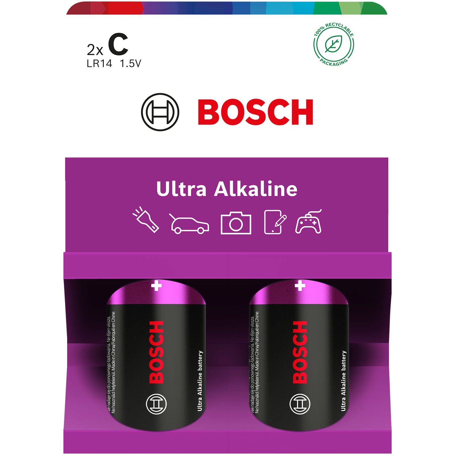 Baterii Bosch Ultra Alkaline C, LR14, 2 buc