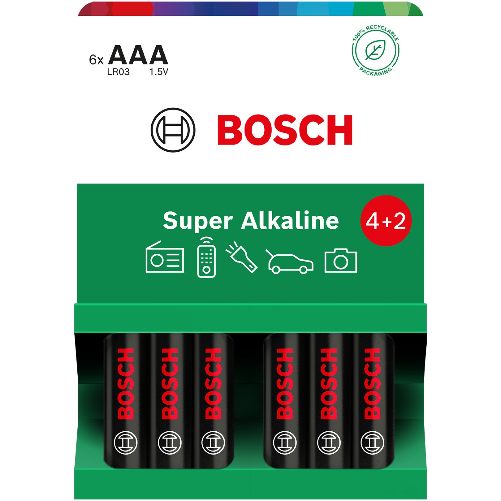 Baterii Bosch Super Alkaline AAA, LR03, 4+2 buc