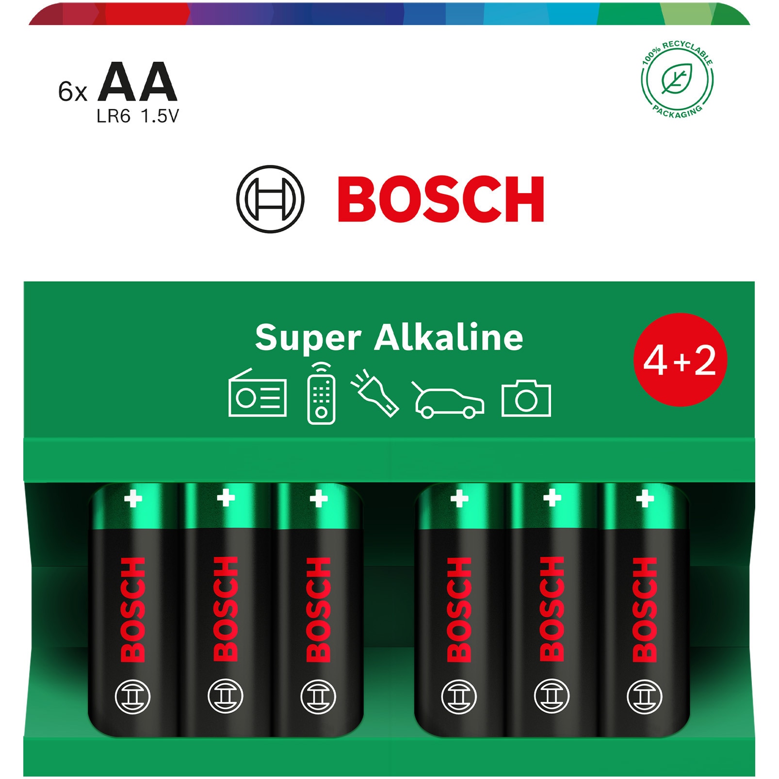 Baterii Bosch Super Alkaline AA, LR6, 4+2 buc