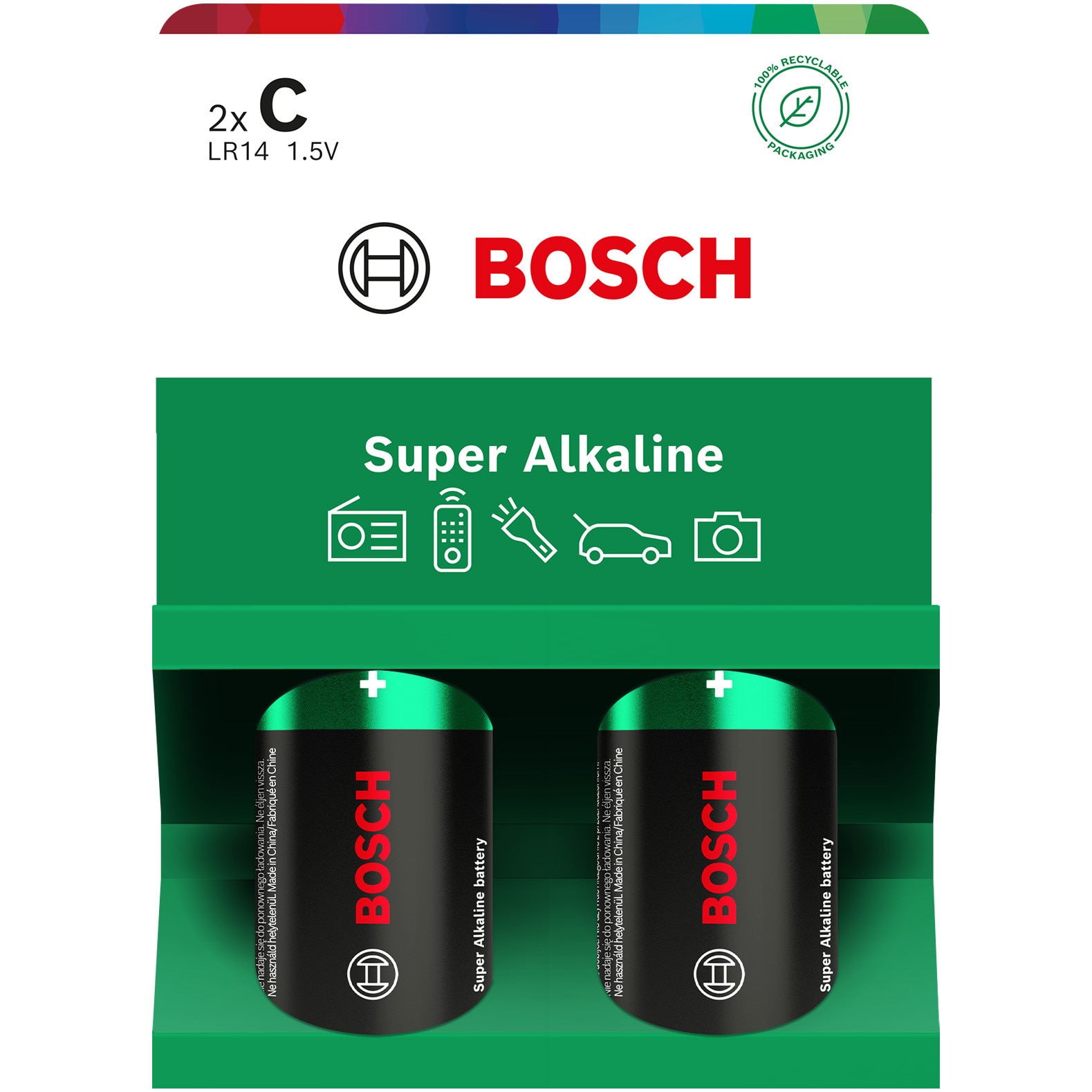 Baterii Bosch Super Alkaline C, LR14. 2 buc