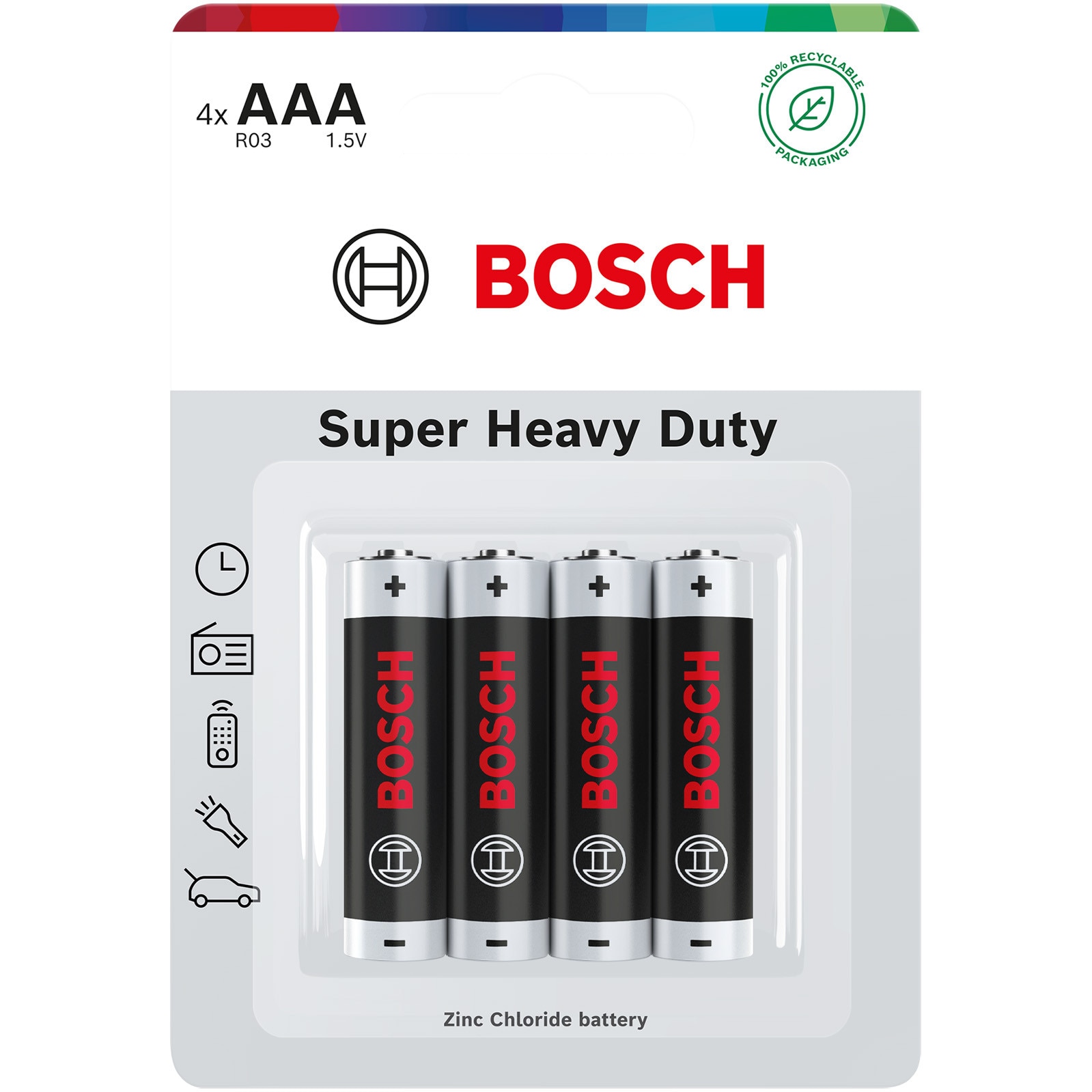 Baterii Bosch Super Heavy Duty AAA, R03, Blister, 4 buc