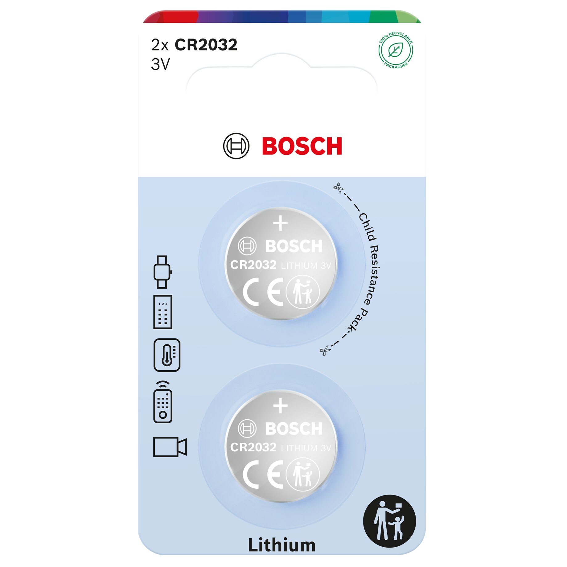 Baterii Bosch Lithium coin CR2032, Blister, 2 buc