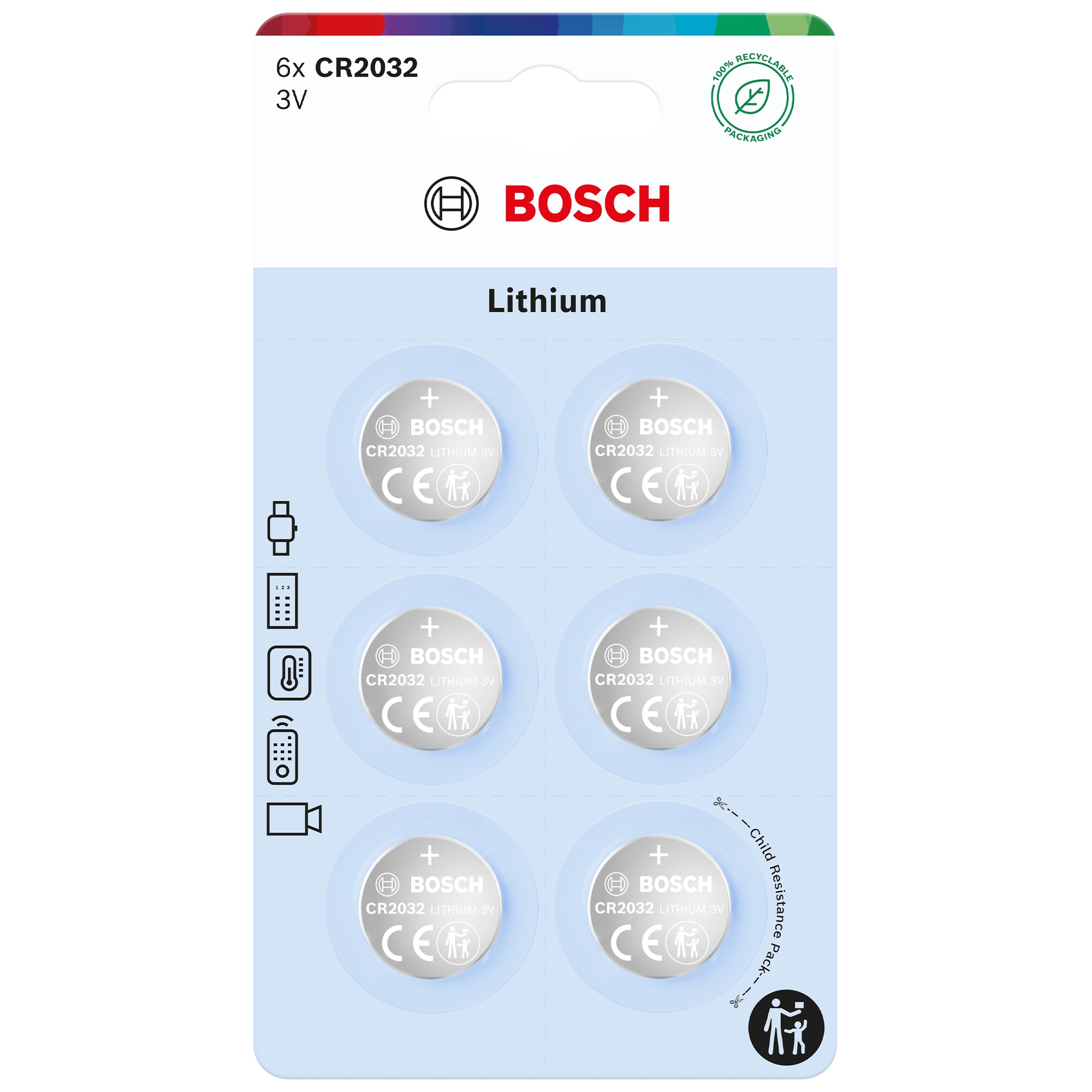 Baterii Bosch Lithium coin CR2032, Blister, 6 buc