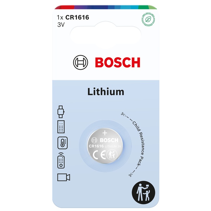 Батерия Bosch Lithium coin CR1616, Блистер, 1 брой
