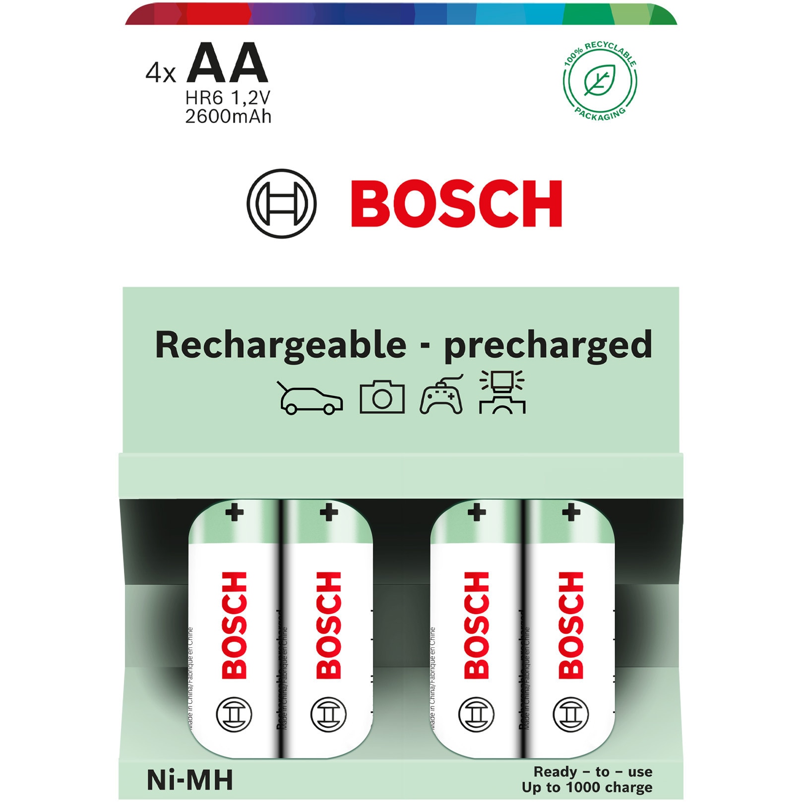 Acumulatori reincarcabili Bosch Rechargeable NiMh AA, HR6, 2600 mAh, 4 buc