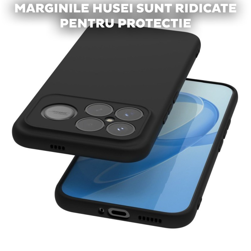 Husa pentru Xiaomi Poco F8 Ultra Daden® Silicon SoftFlex, Ultra Slim, Protectie sporita, Interior de microfibra, Negru