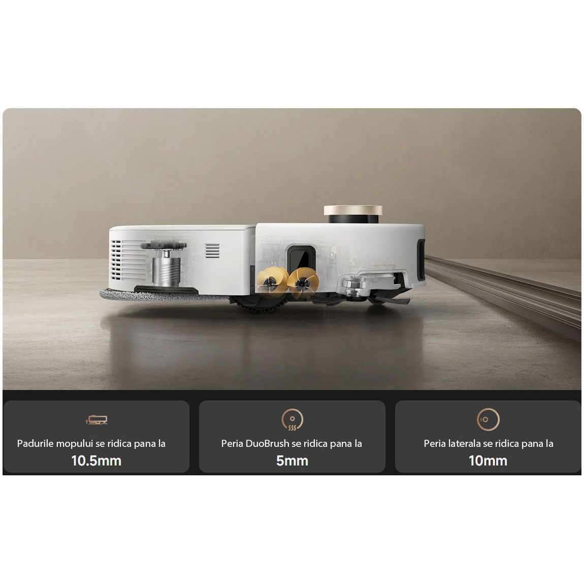 Robot aspirator si mop MOVA V50 Ultra Complete, 24000Pa, Auto-curatare, Perii anti-incurcare, Statie inteligenta, Alb