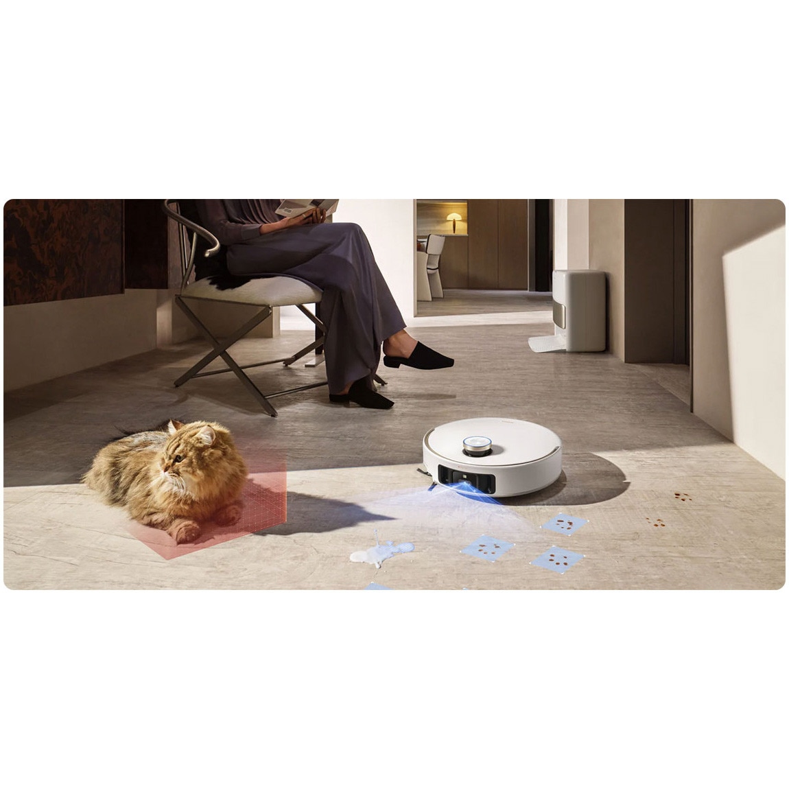 Robot aspirator si mop MOVA V50 Ultra Complete, 24000Pa, Auto-curatare, Perii anti-incurcare, Statie inteligenta, Alb