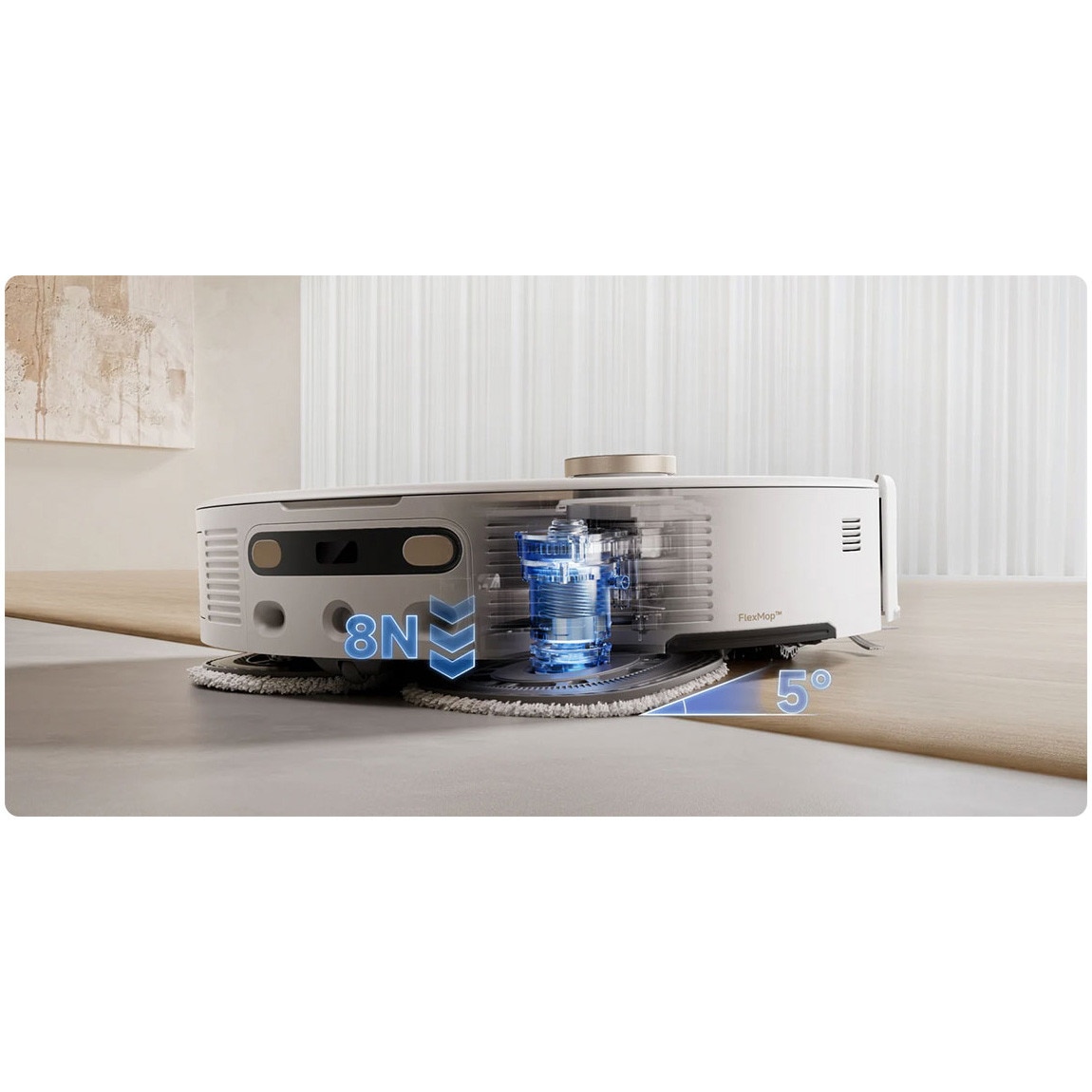 Robot aspirator si mop MOVA V50 Ultra Complete, 24000Pa, Auto-curatare, Perii anti-incurcare, Statie inteligenta, Alb