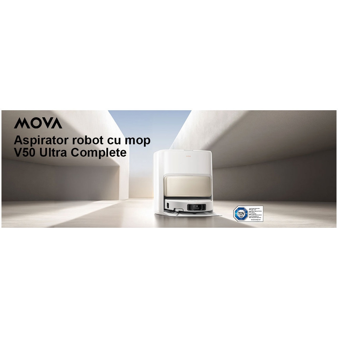 Robot aspirator si mop MOVA V50 Ultra Complete, 24000Pa, Auto-curatare, Perii anti-incurcare, Statie inteligenta, Alb